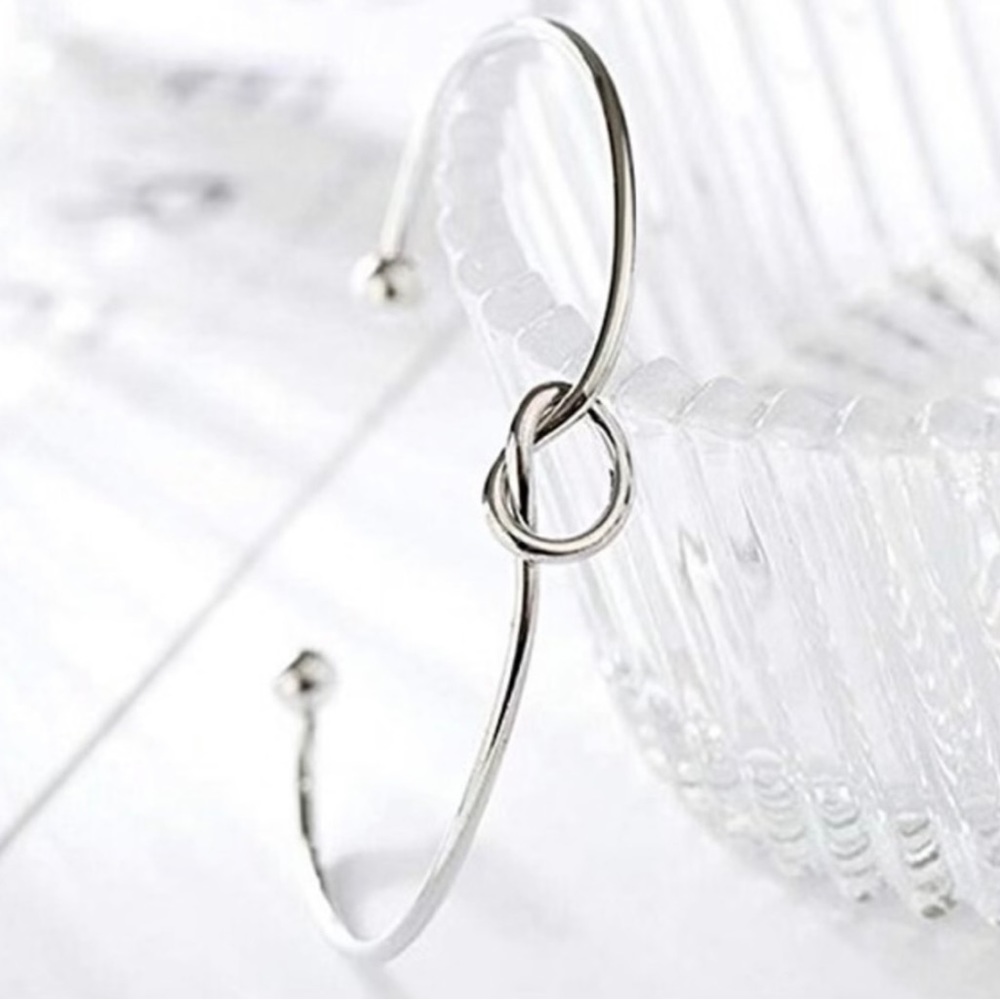 14k WG Plated Love Knot Cuff Bracelet - Picture 2 of 7